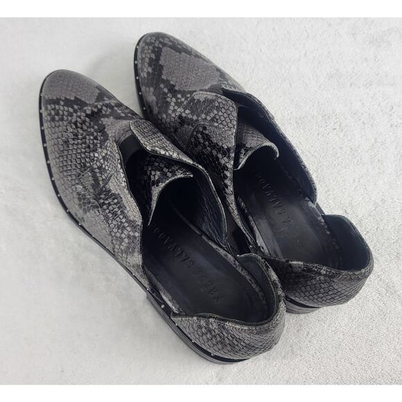 NEW Freda Salvador D'Orsay Loafers Embossed Snakeskin Leather Side Cut Flats | 7 - Picture 7 of 15